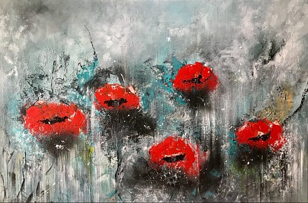 Flower poppy geschilderd door Diney Berg